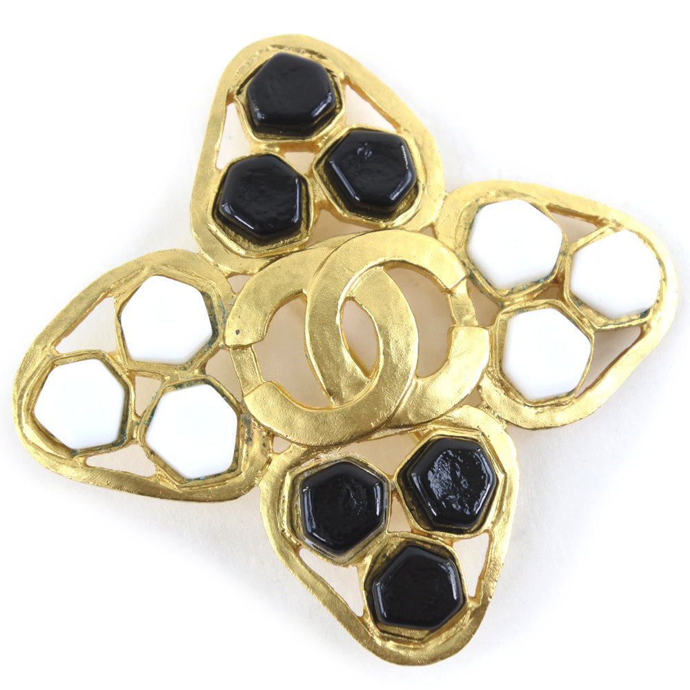 Chanel Stone Studded CC Brooch Metal Brooch in Very Good Condition