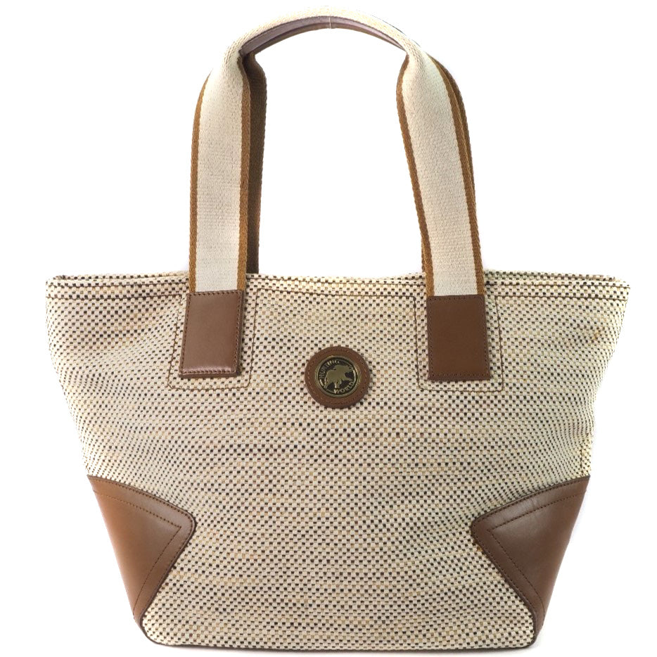 Hunting World Canvas Leather Tote Bag Beige