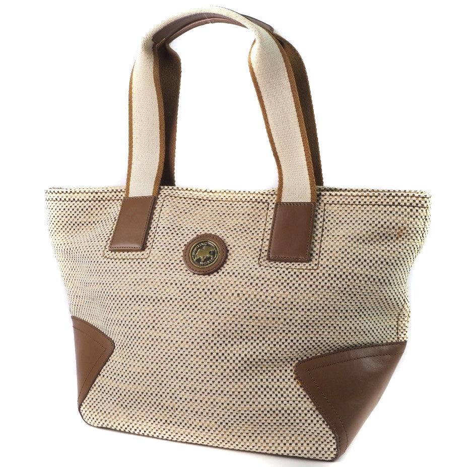 Hunting World Canvas Leather Tote Bag Beige