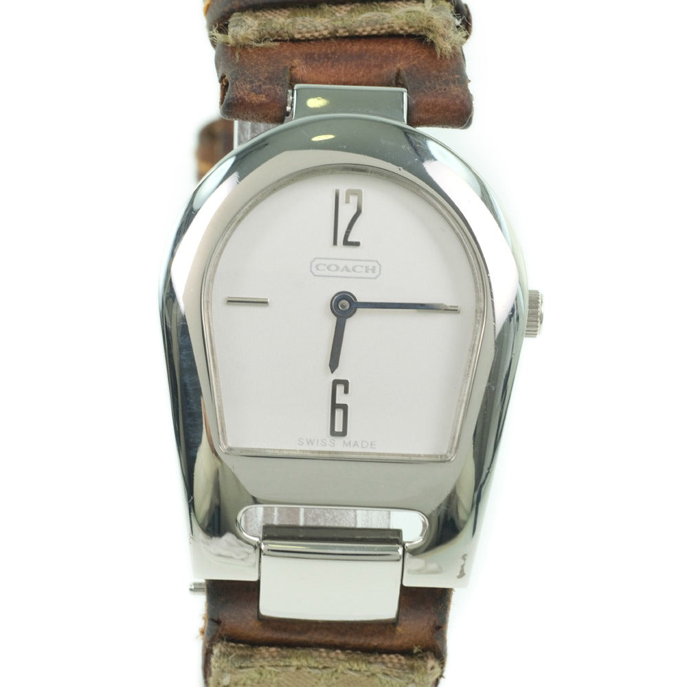 Coach Quartz Watch Stainless Steel Canvas Leather