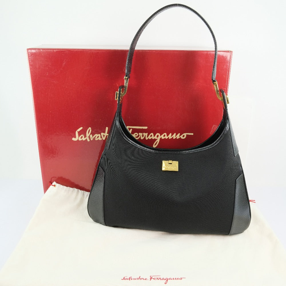 Salvatore Ferragamo Canvas Shoulder Bag Canvas Shoulder Bag 21-1898 in Very Good Condition