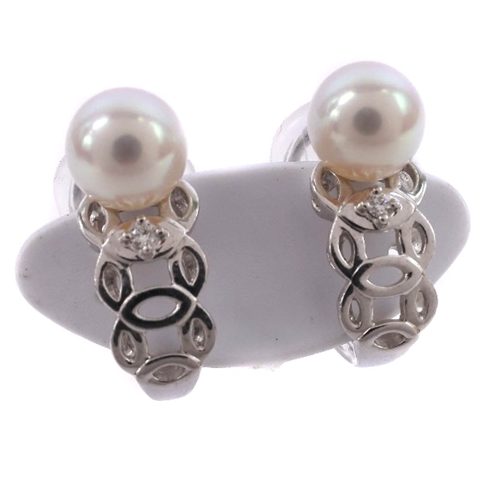 Tasaki Pearl Earrings K18 White Gold Diamond