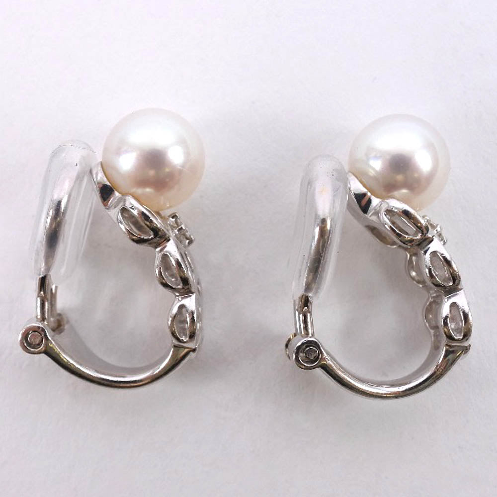 Tasaki Pearl Earrings K18 White Gold Diamond