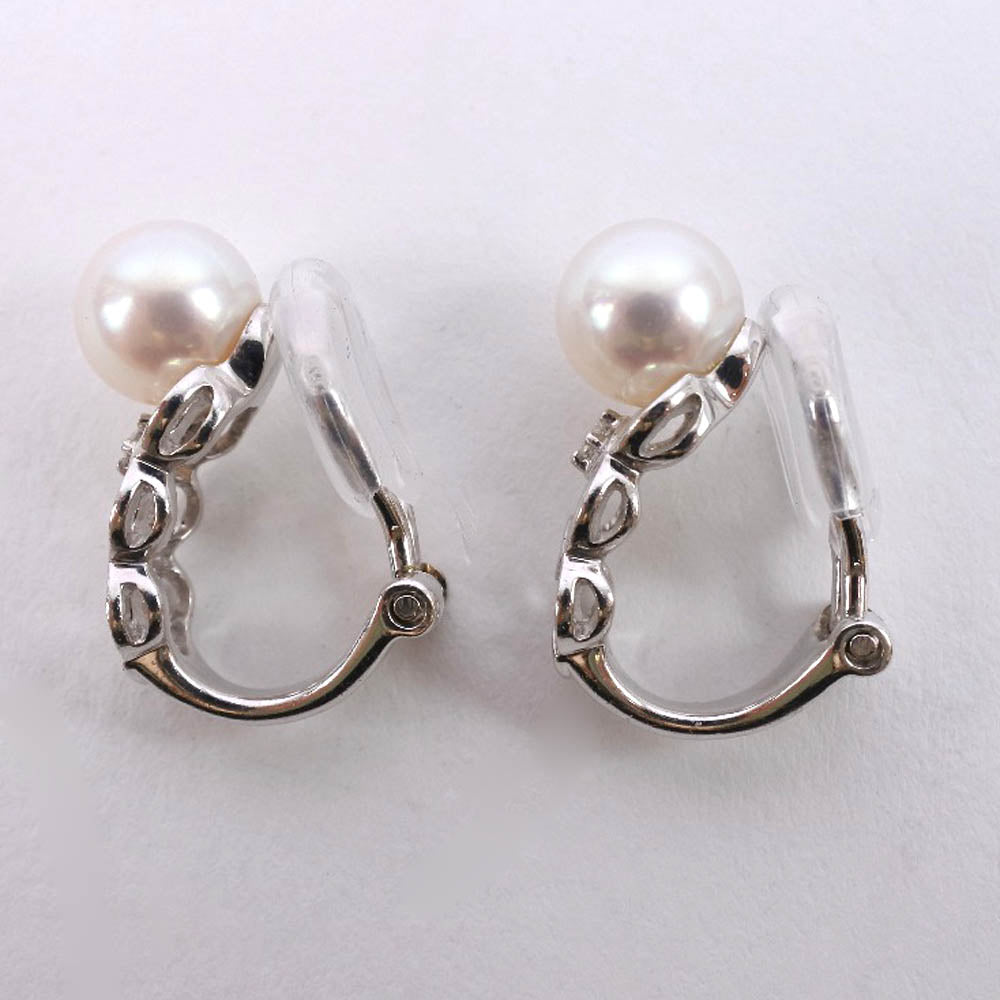 Tasaki Pearl Earrings K18 White Gold Diamond