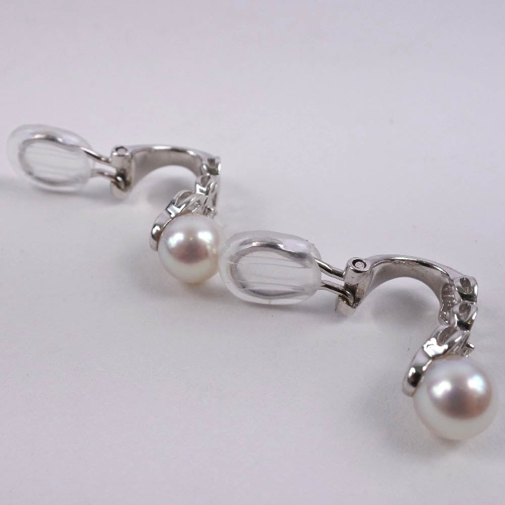 Tasaki Pearl Earrings K18 White Gold Diamond