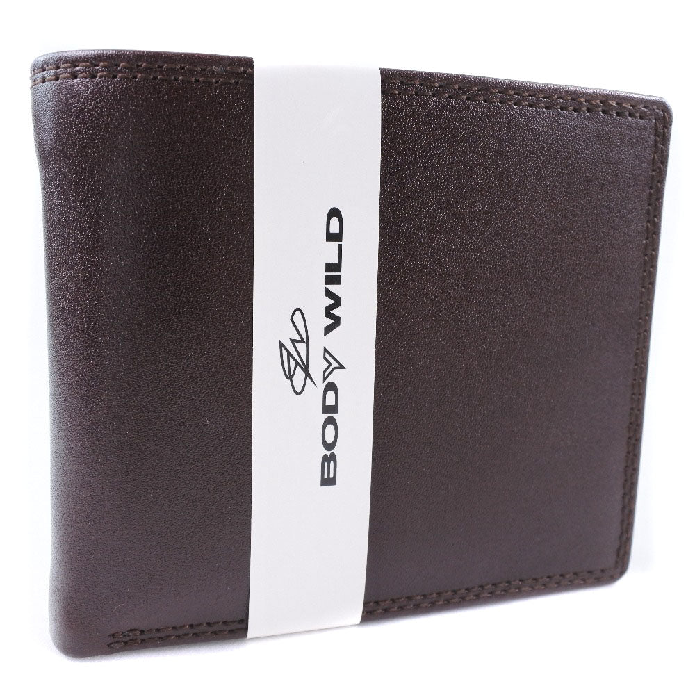 BODY WILD Men's Leather Bifold Wallet