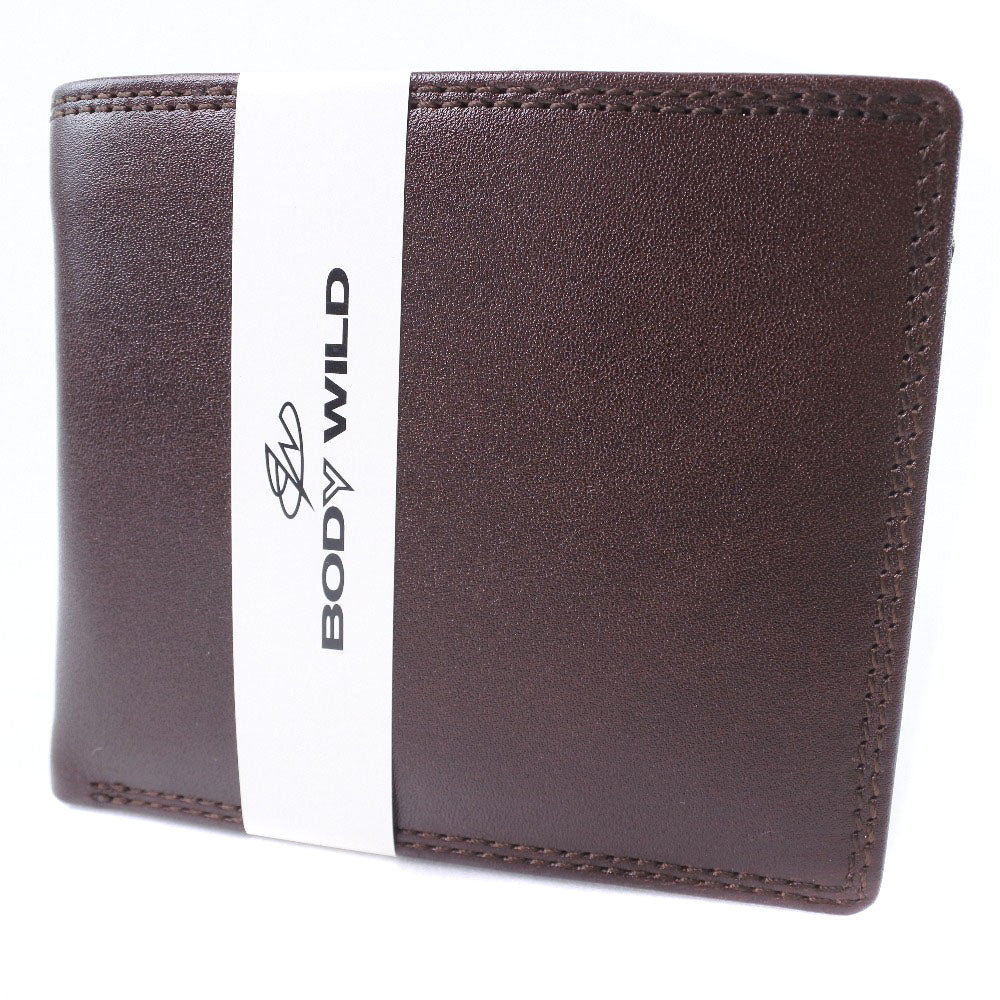 BODY WILD Men's Leather Bifold Wallet