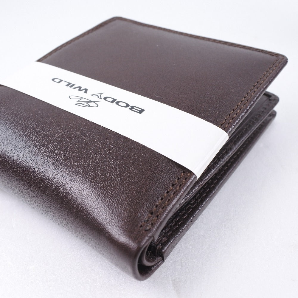 BODY WILD Men's Leather Bifold Wallet