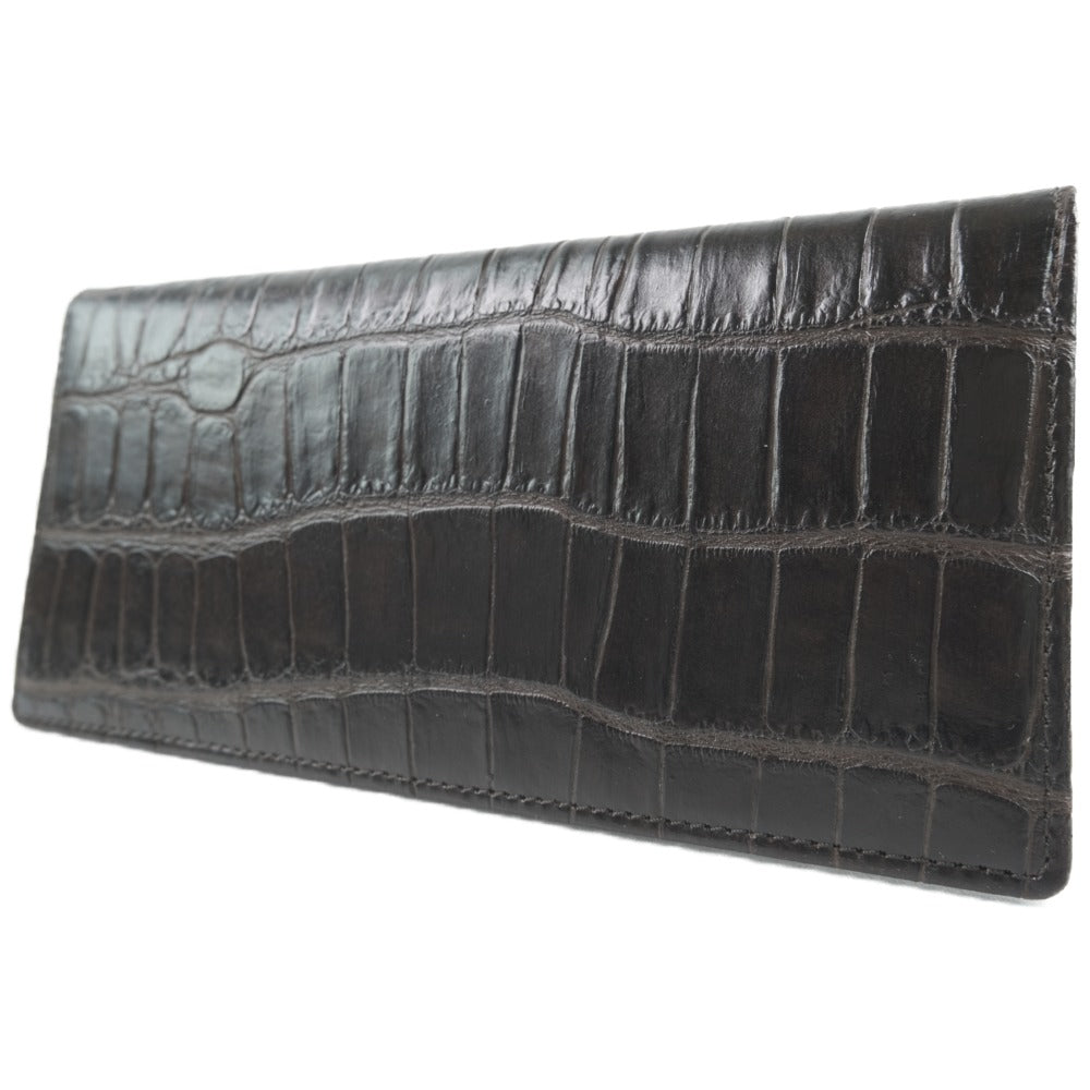 KANGOL Embossed Leather Long Wallet Brown