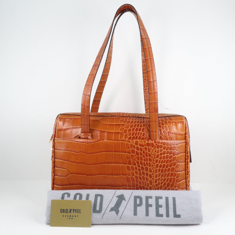 Gold File Leather Tote Bag Brown