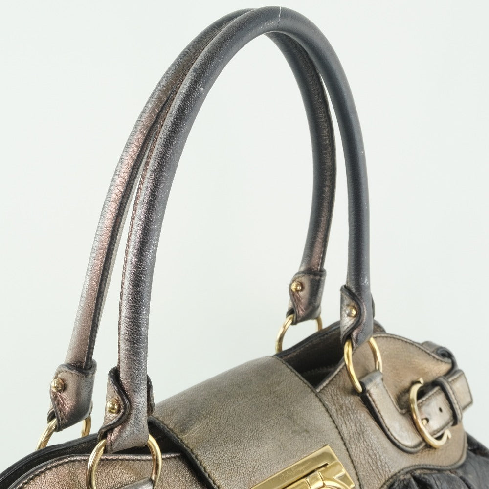 Salvatore Ferragamo Leather Gancini Gold Tote Bag