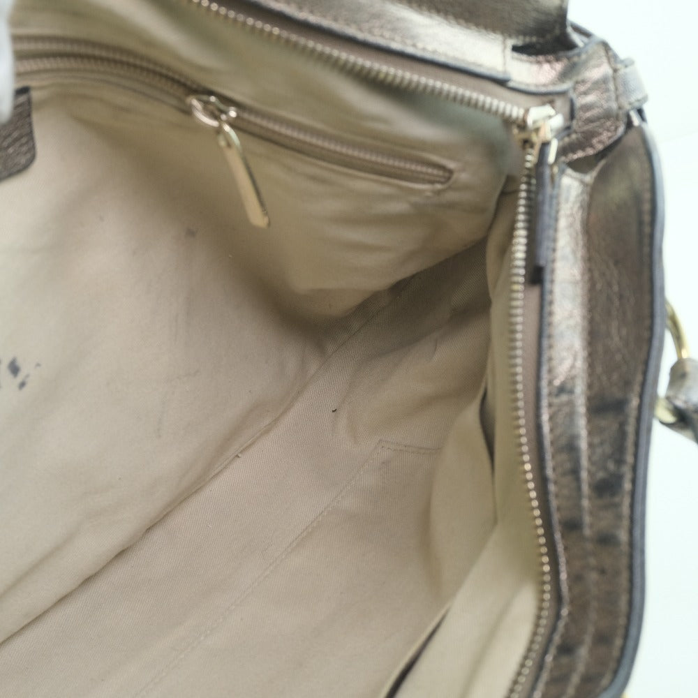 Salvatore Ferragamo Leather Gancini Gold Tote Bag