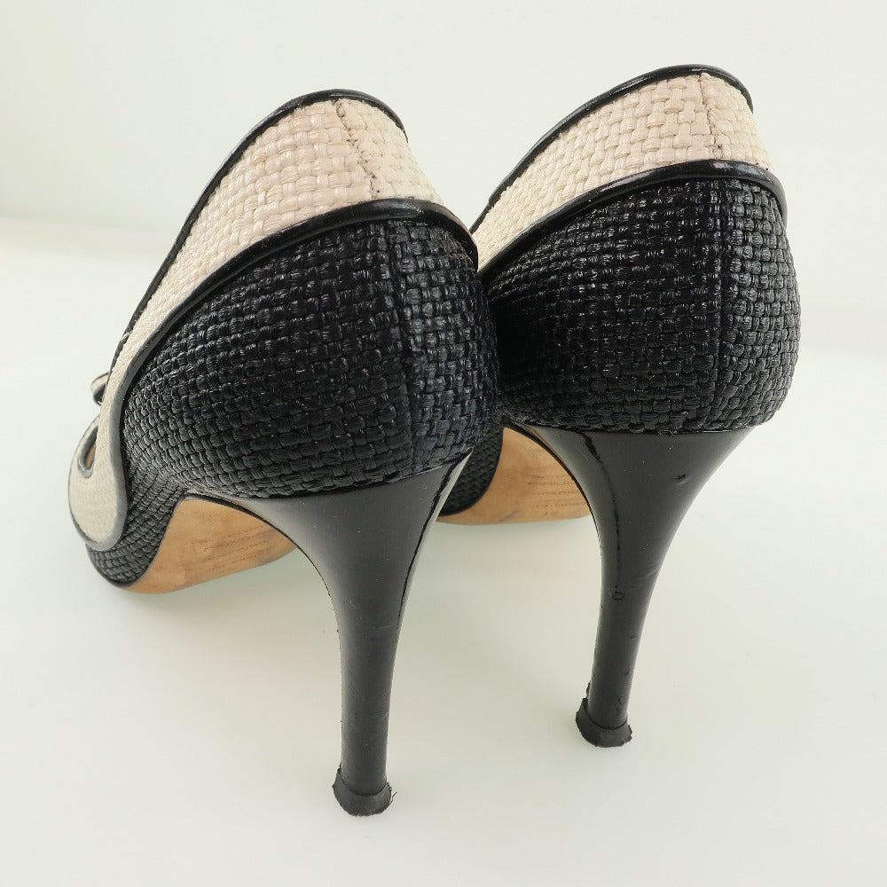 DSQUARED2 Leather Straw Black White Pumps