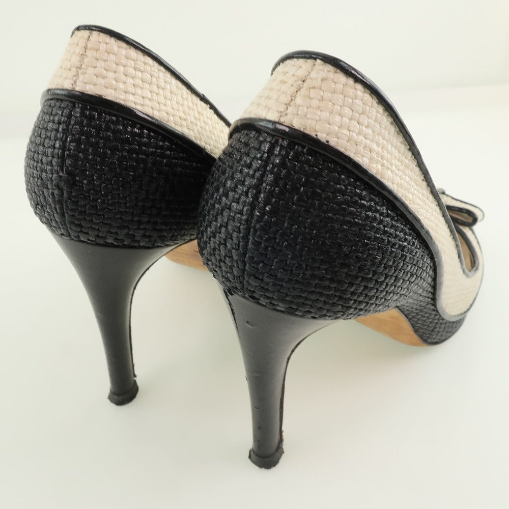 DSQUARED2 Leather Straw Black White Pumps