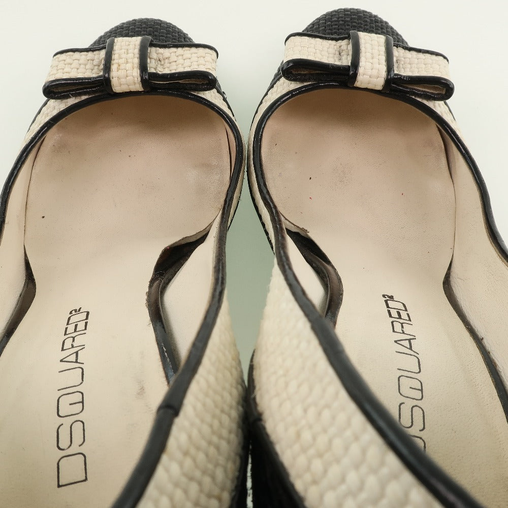 DSQUARED2 Leather Straw Black White Pumps