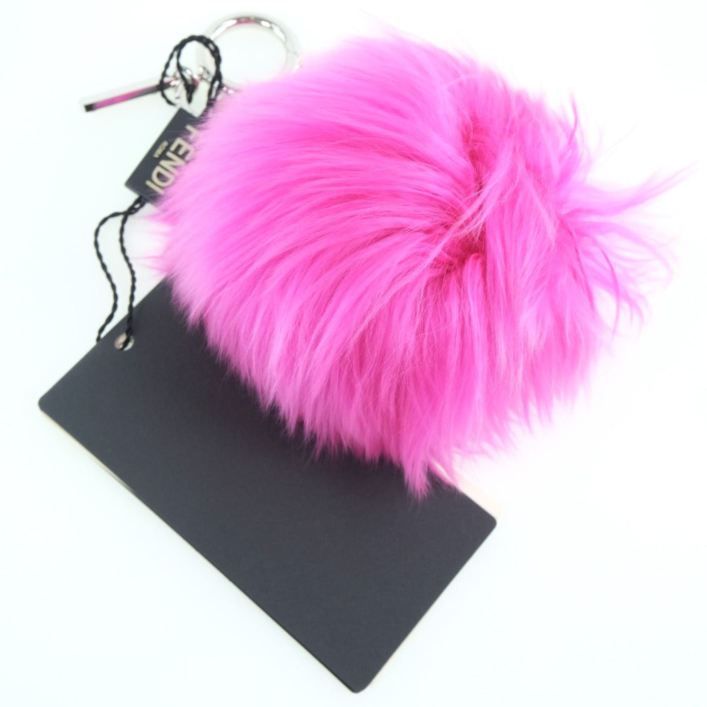 Fendi Leather Metal Fur Charm Pink