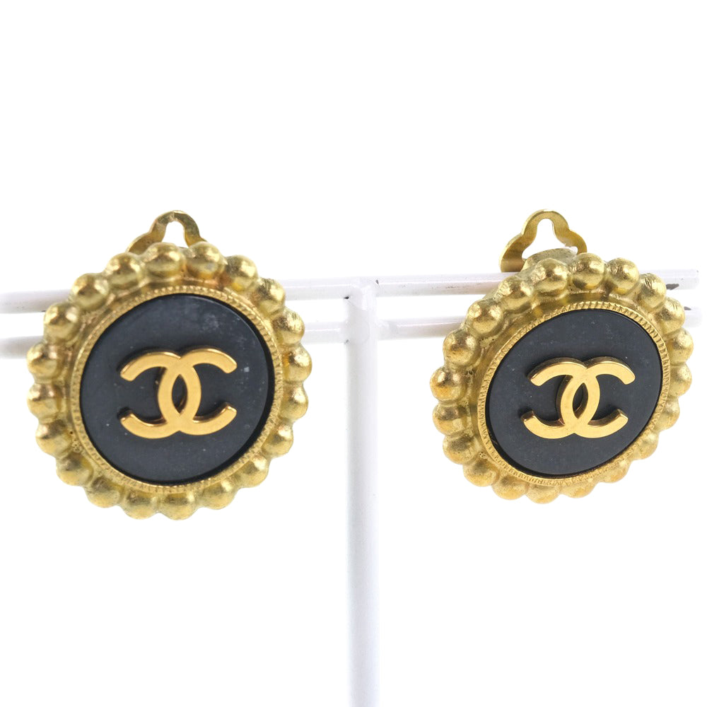 Chanel Coco Mark Vintage Earrings Gold Plated