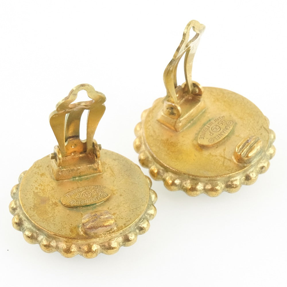 Chanel Coco Mark Vintage Earrings Gold Plated