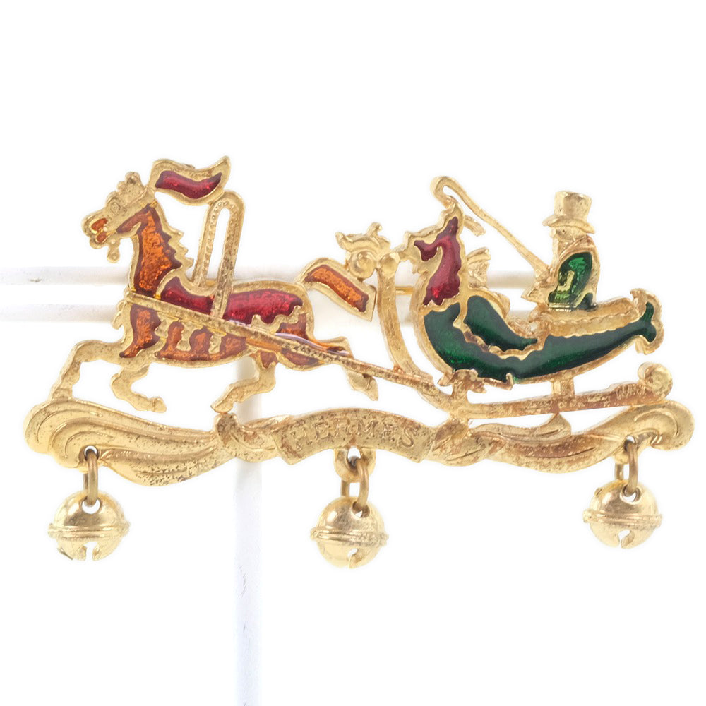 Hermes Gold Plated Carriage Brooch