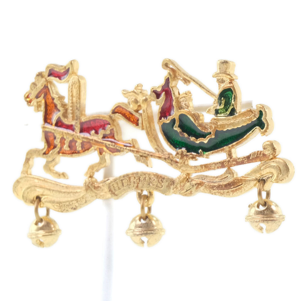 Hermes Gold Plated Carriage Brooch