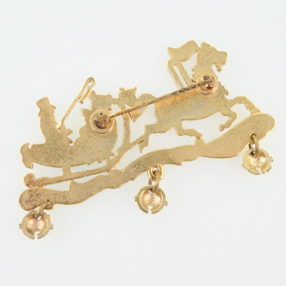 Hermes Gold Plated Carriage Brooch