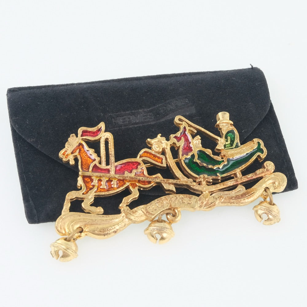 Hermes Gold Plated Carriage Brooch