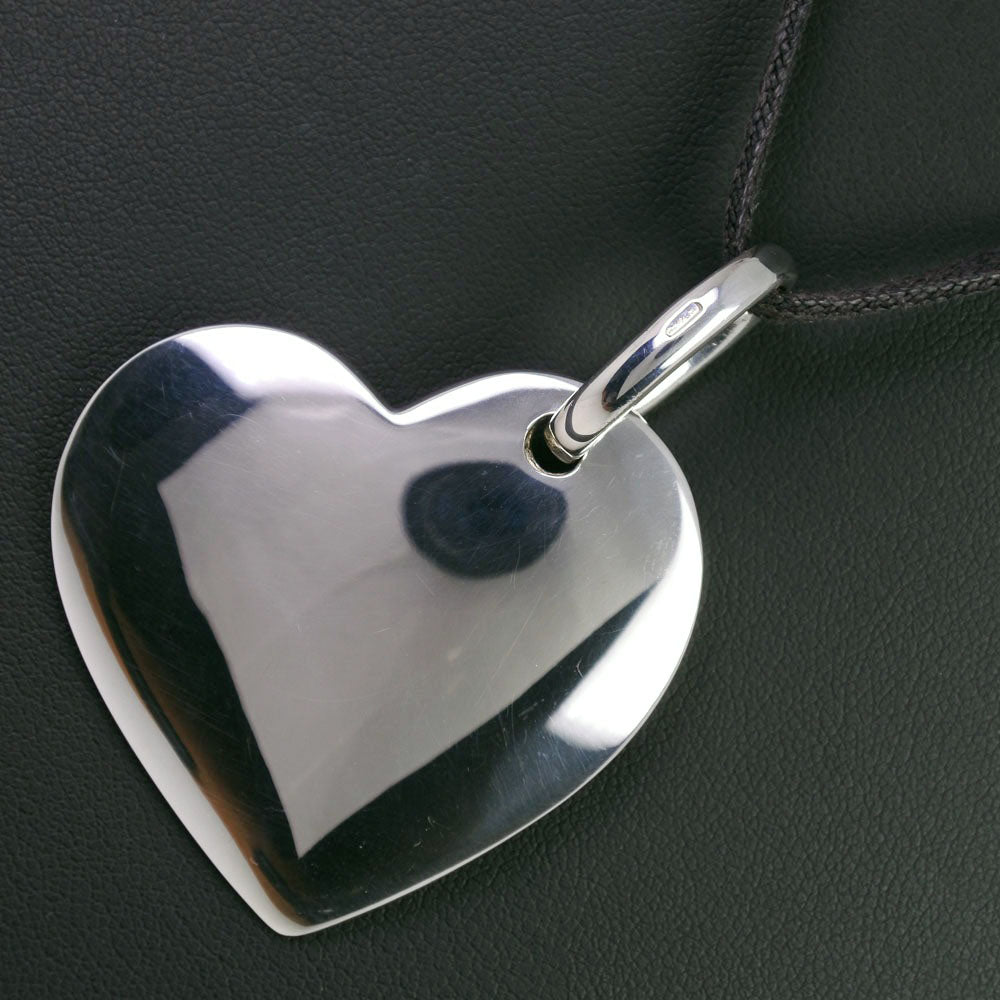 [LuxUness]  Pomellato DoDo Heart Pendant Necklace in Calfskin and Silver 925 for Women (Used, A Rank) Leather Necklace in Excellent condition