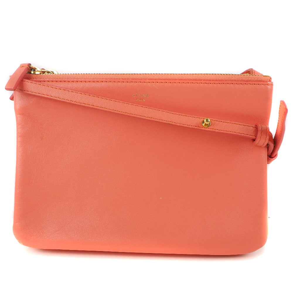 Celine Trio Small Lambskin Shoulder Bag Coral Pink