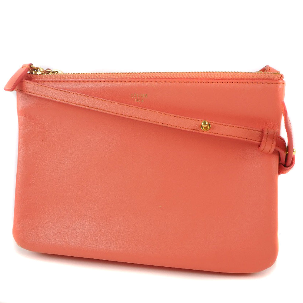 Celine Trio Small Lambskin Shoulder Bag Coral Pink