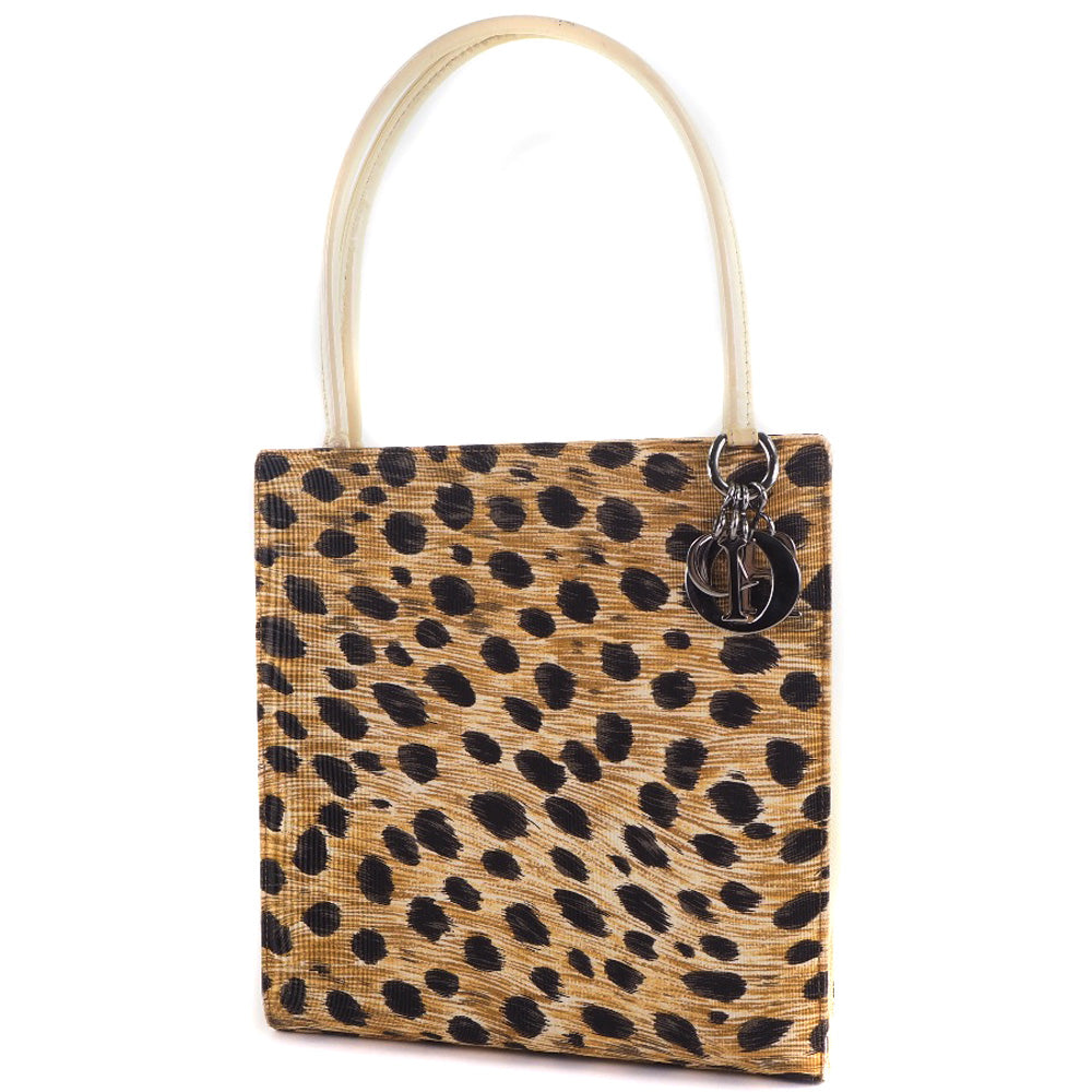 Dior Leopard Canvas Handbag Yellow