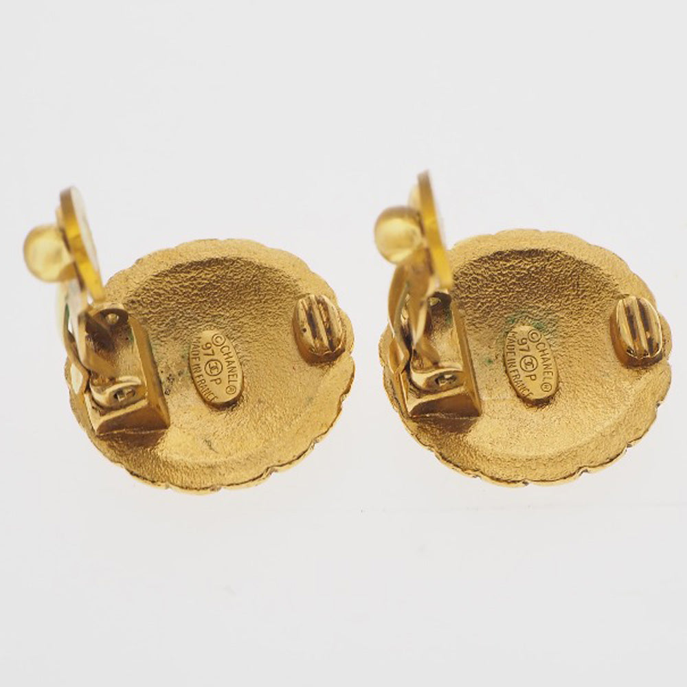 Chanel Coco Mark Gold Plated Earrings 97P