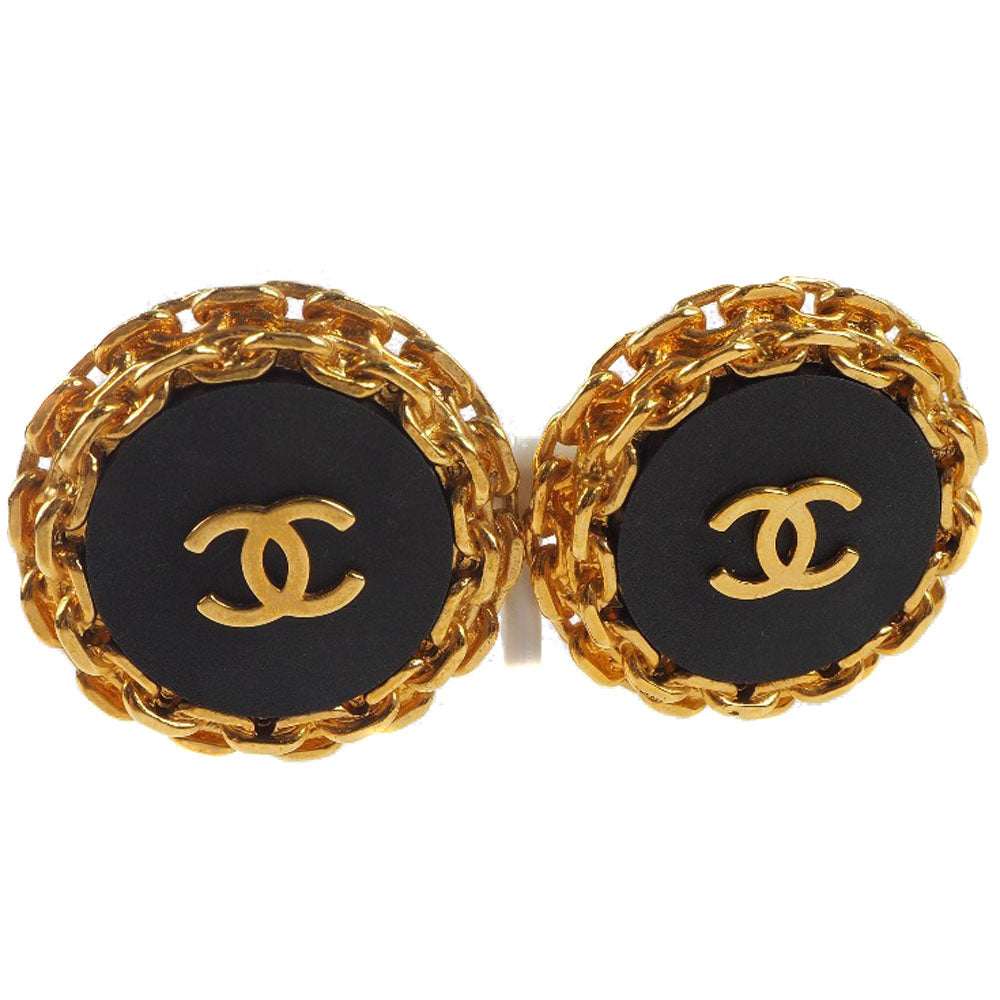 Chanel Coco Mark Gold Plated Earrings Vintage