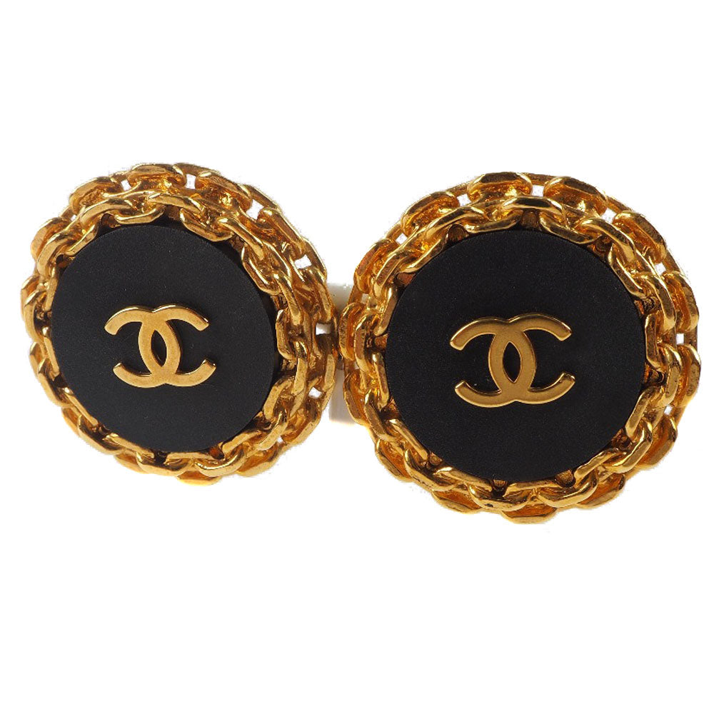 Chanel Coco Mark Gold Plated Earrings Vintage