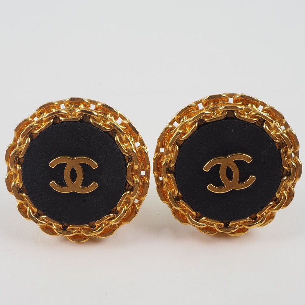 Chanel Coco Mark Gold Plated Earrings Vintage