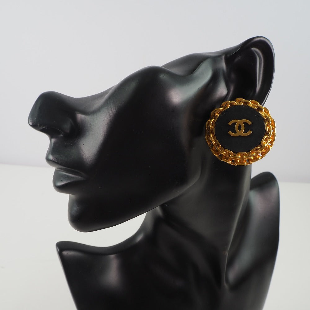 Chanel Coco Mark Gold Plated Earrings Vintage