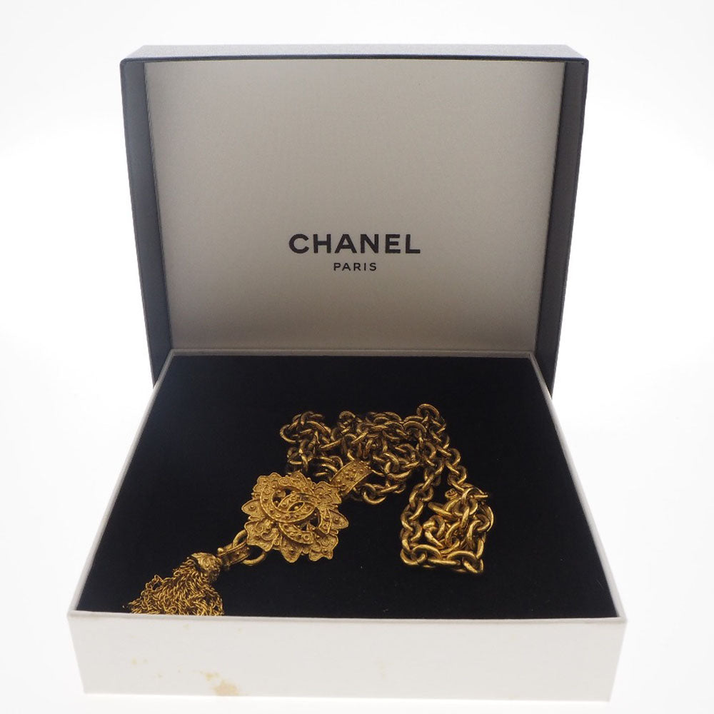 Chanel Coco Mark Necklace Gold Plated Vintage