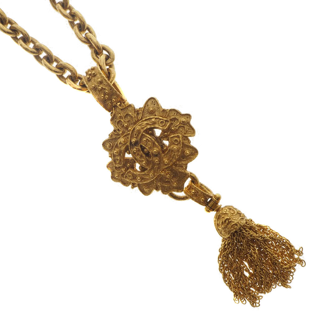 Chanel Coco Mark Necklace Gold Plated Vintage