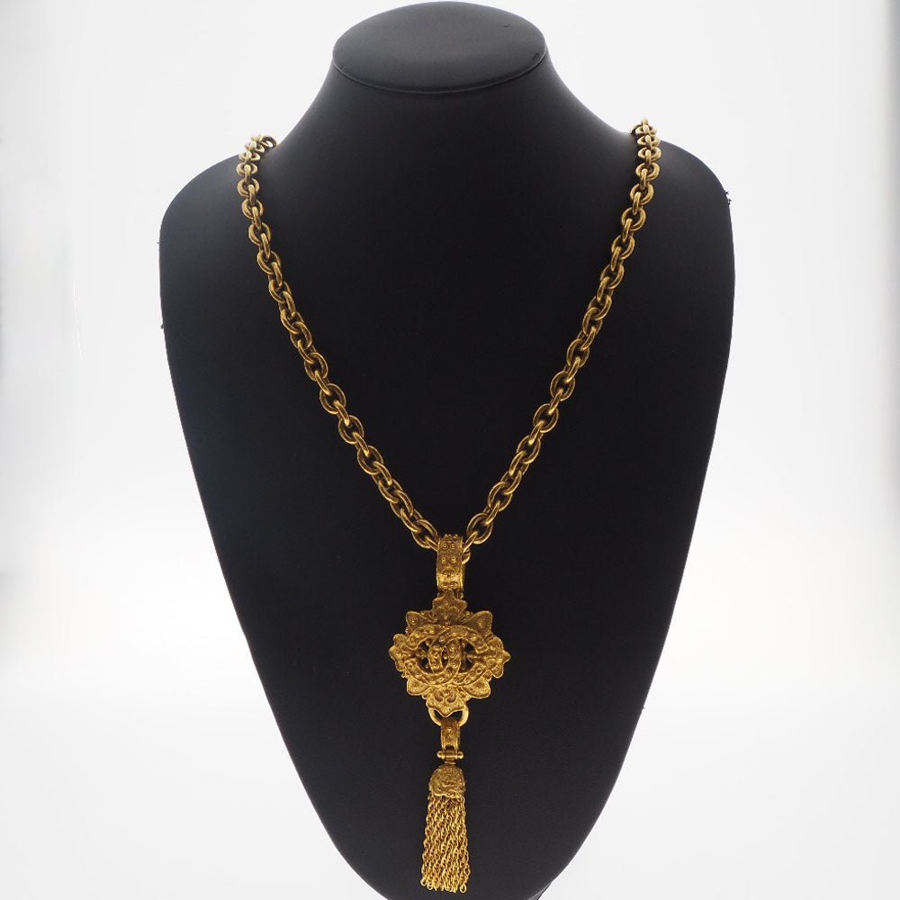 Chanel Coco Mark Necklace Gold Plated Vintage