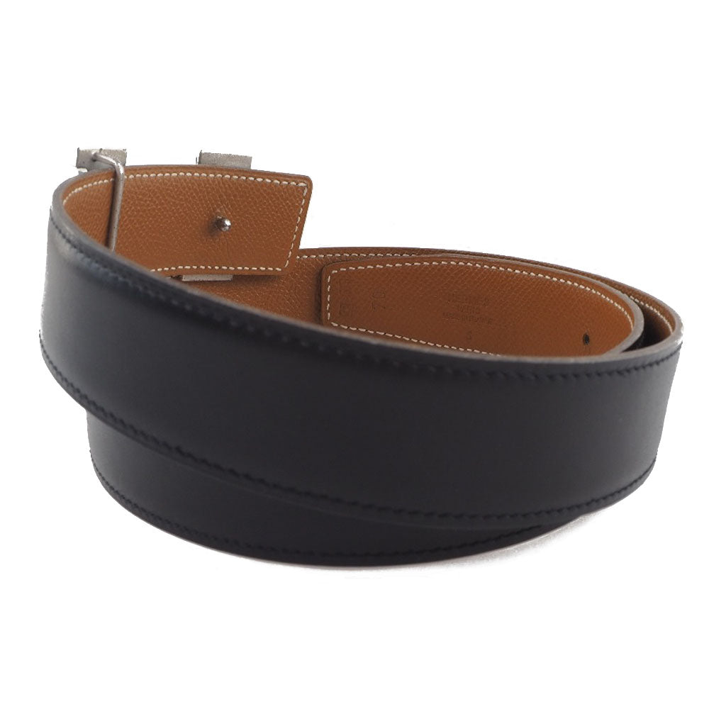 Hermes H Belt 70 Black Leather Metal