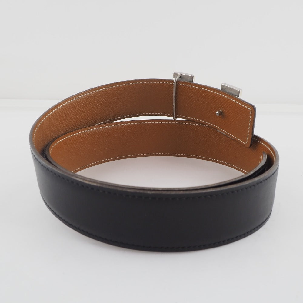 Hermes H Belt 70 Black Leather Metal