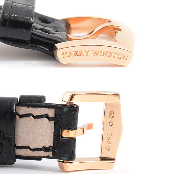 Harry Winston Avenue C Mini Pink Gold Diamond Quartz Watch 332LQR LMD21SP1 in Great Condition