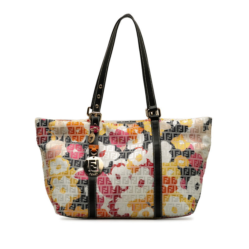 Fendi Zucchino Canvas Floral Shopping Tote Canvas Tote Bag 8BH215 in Good condition