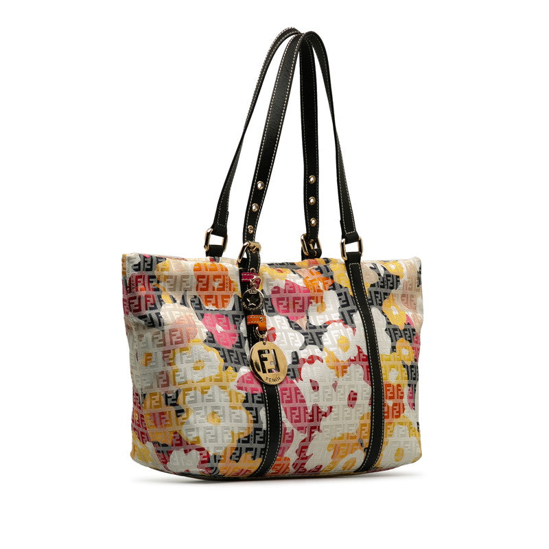 Fendi Zucchino Canvas Floral Shopping Tote Canvas Tote Bag 8BH215 in Good condition