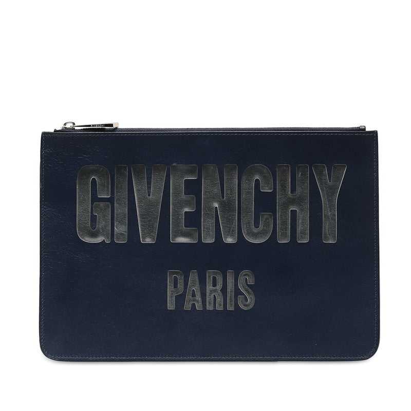 Givenchy Logo Plate Leather Clutch Bag  Leather Clutch Bag in Good condition