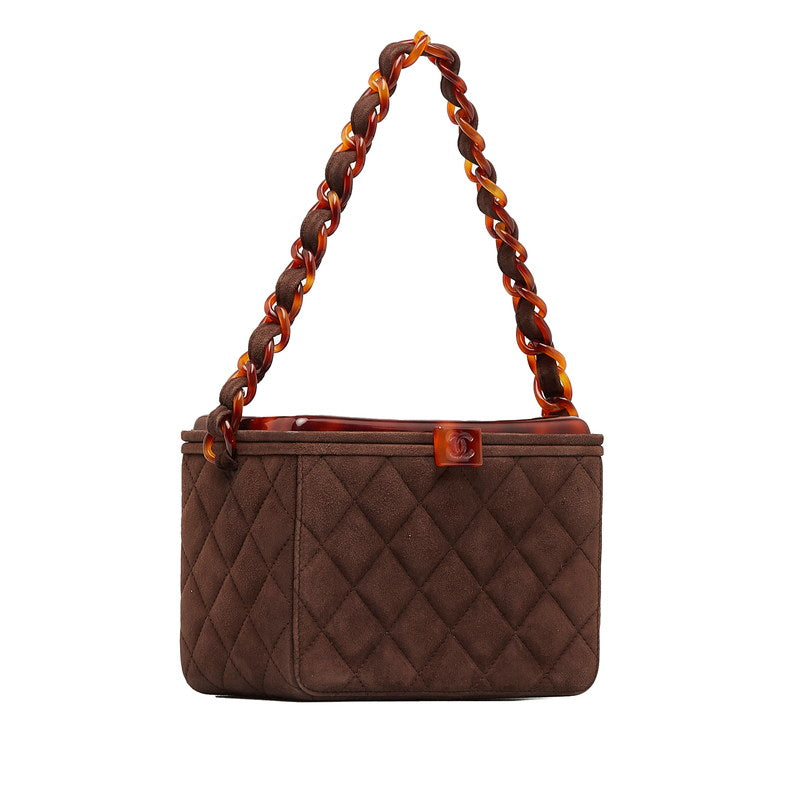 CC Quilted Suede Chain Vanity Bag