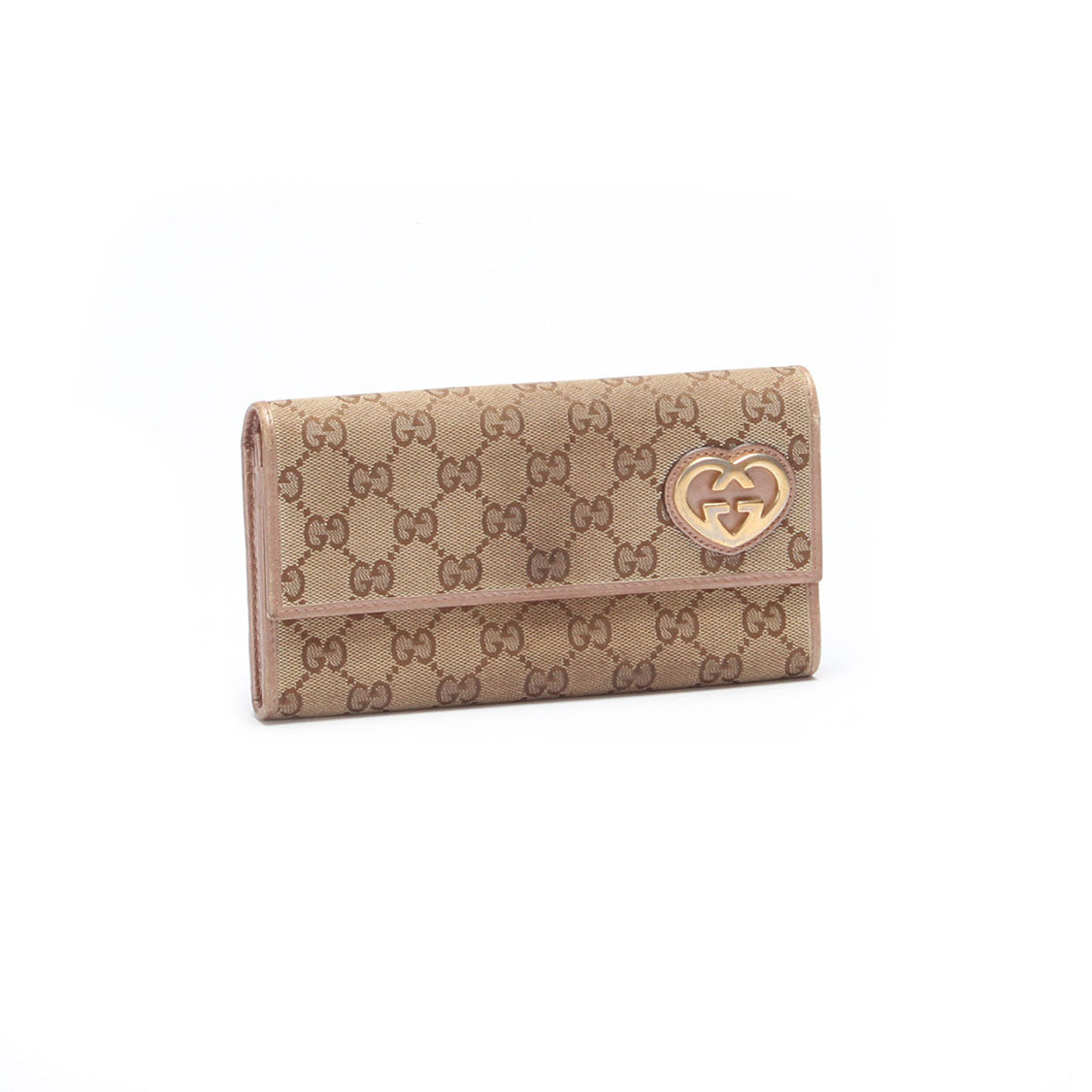 Gucci GG Canvas Lovely Heart Long Wallet Canvas Long Wallet 251861 in Good Condition