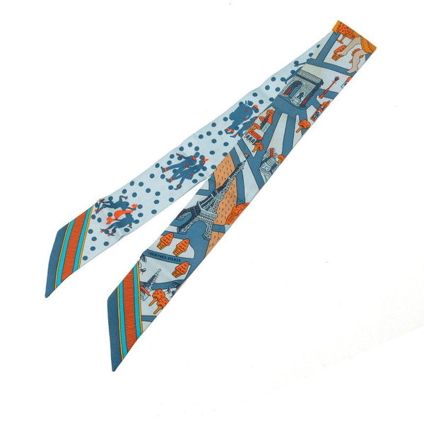 Hermes Les Nouveaux Amoureux de Paris Twilly Silk Scarf