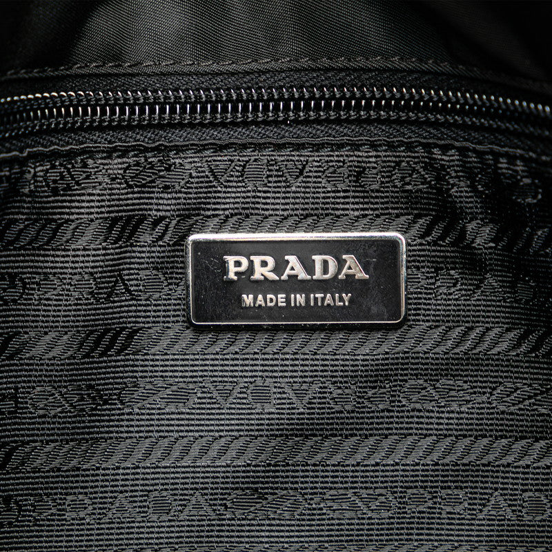 Prada Nylon Leather Triangle Logo Shoulder Bag V158