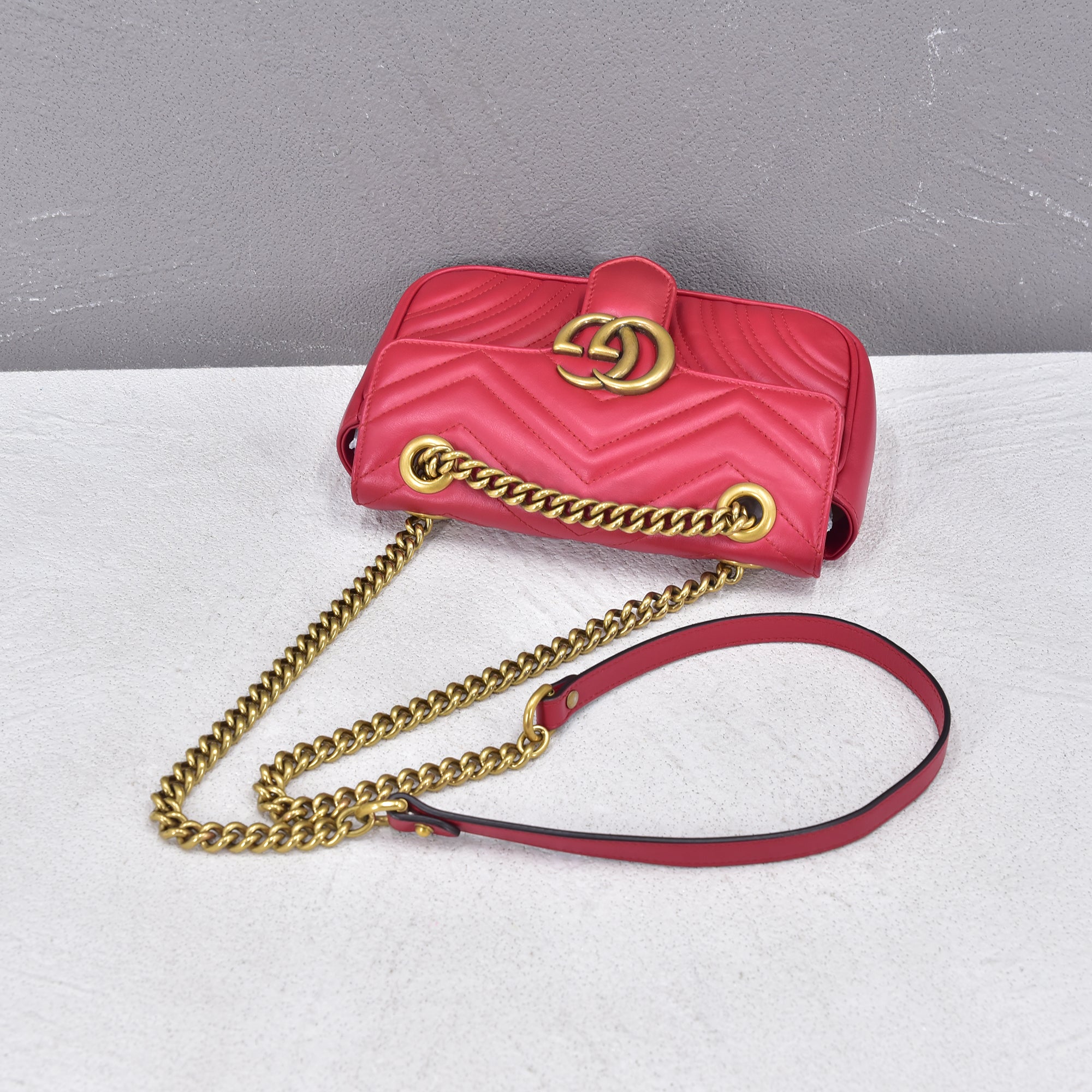 Gucci GG Marmont Matelasse Black Leather Mini Shoulder Bag 446744 