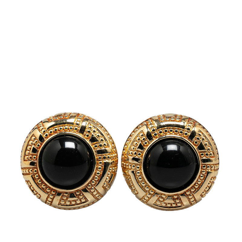 Dior Gold Black Earrings Plastic